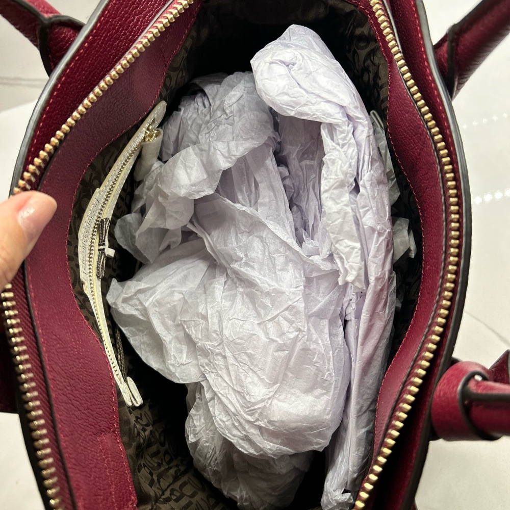 Henri Bendel Burgundy Floral Satchel - Picture 8 of 11